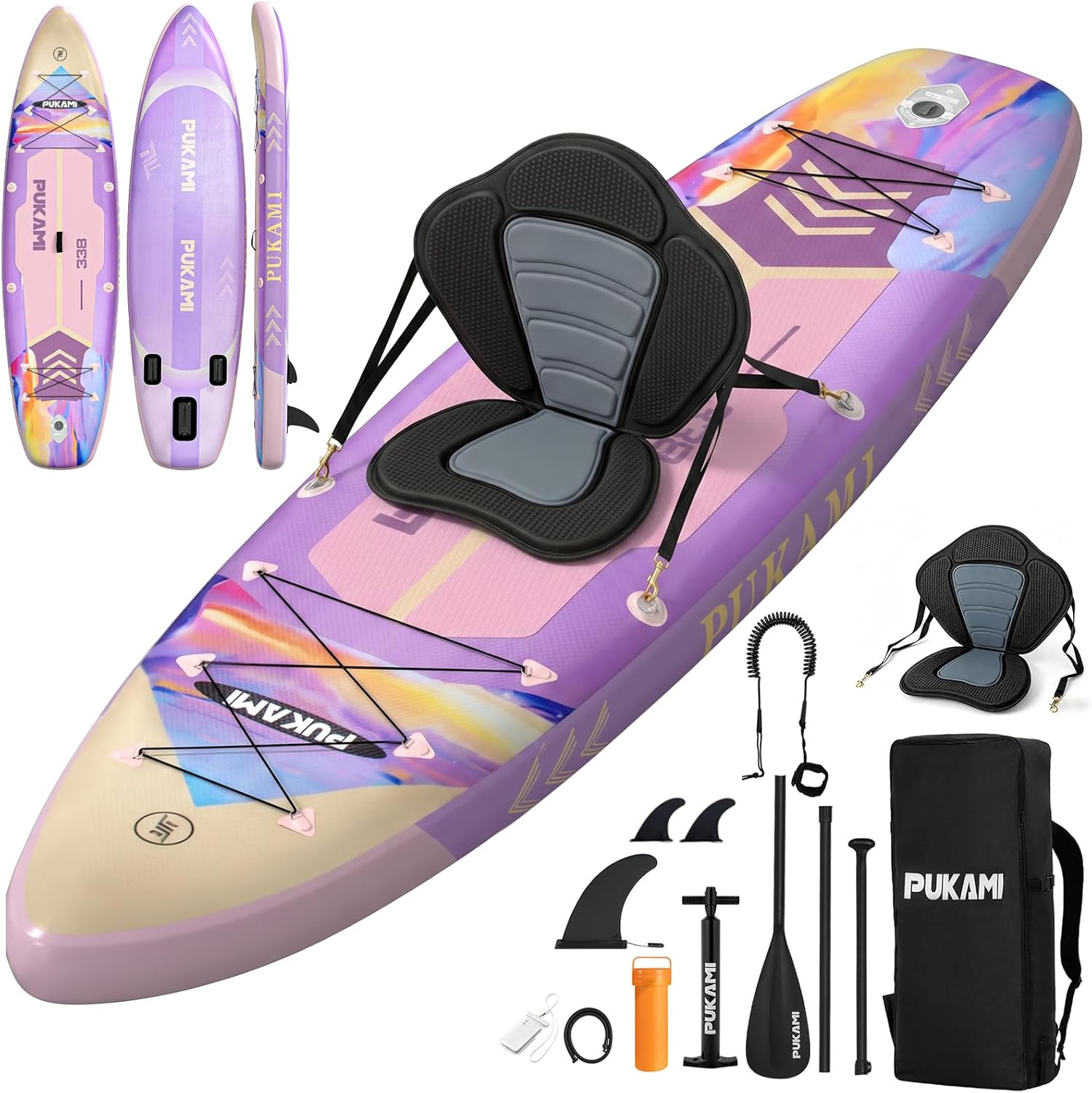 Fishing Kayak Inflatable - Papan Dayung Tiup Ekstra Lebar, 11'1