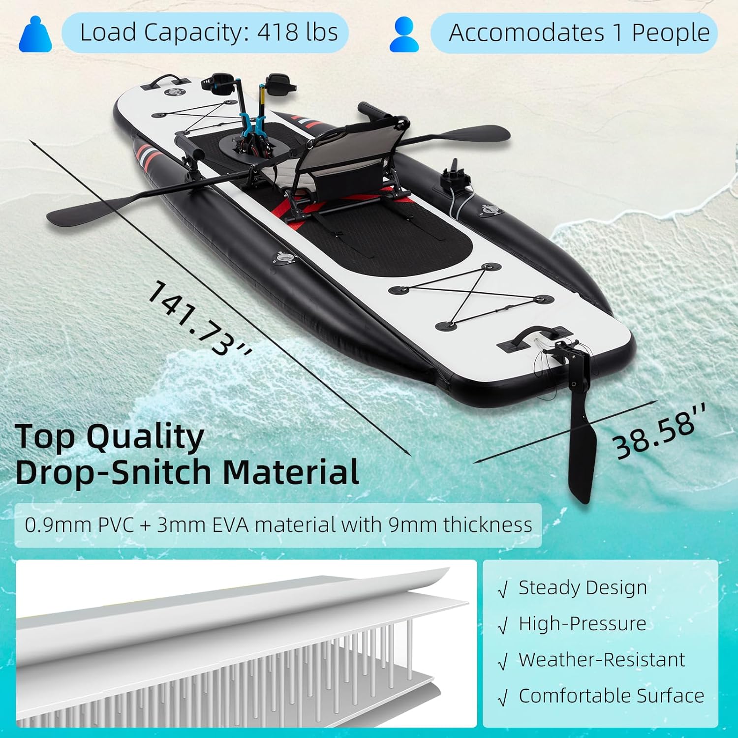 Kayak Memancing Tiup PVC Premi - Fishing Kayak Inflatable ulasan dan harga